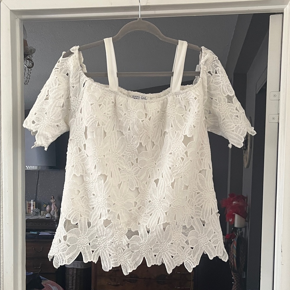 Elegant White Lace Off-Shoulder Blouse
